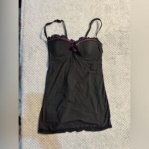 Black and Pink Lace Trim Chemise